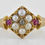 Thumbnail: Antique Victorian 15ct Gold Diamond Ruby & Half Pearl Ring