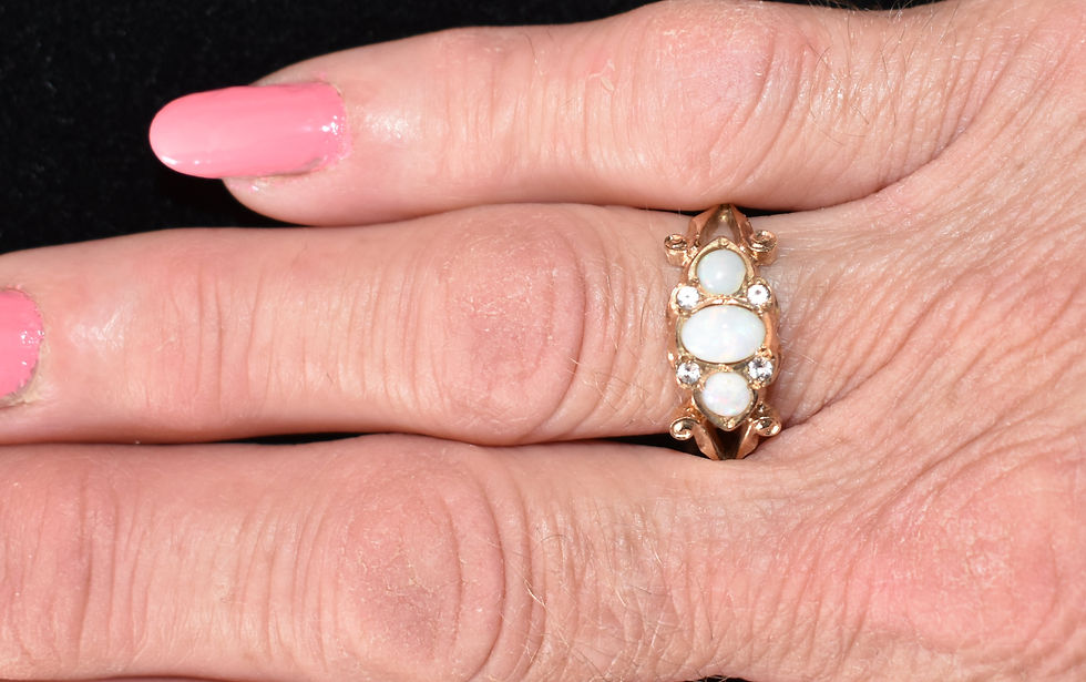 Thumbnail: Vintage 9ct Gold Opal & Diamond Ring, Birmingham, 1997)