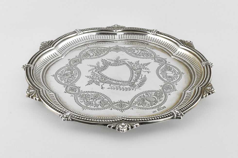 Antique English Edwardian Solid Silver Calling Card Tray, Mappin & Webb