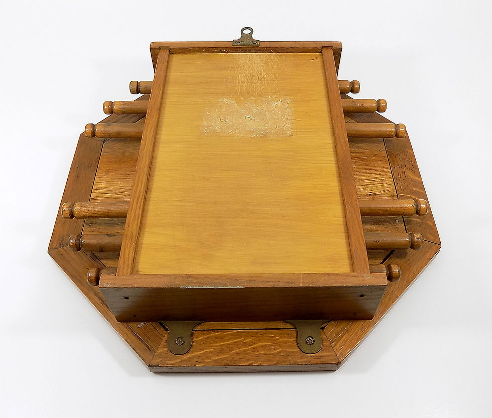 Thumbnail: Antique Art Deco Large Golden Oak Perpetual Wall Calender, 1930's