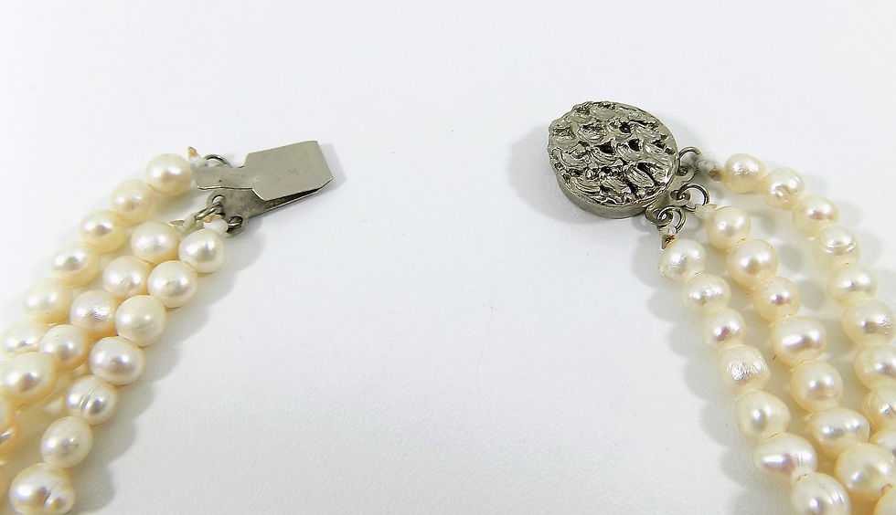 Thumbnail: Mouse over image to zoom Vintage-Freshwater-Pearls-Triple-String-Bracelet  Vint