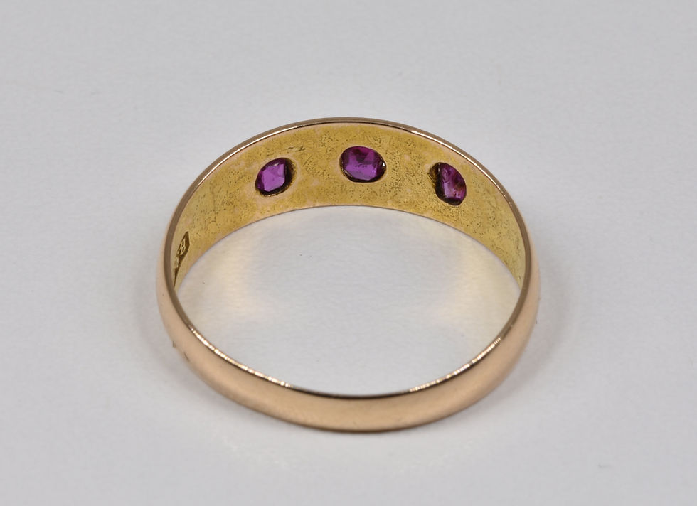 Thumbnail: Antique Victorian 15ct Gold Ruby & Seed Pearl Gypsy Ring, (Birmingham,1879)
