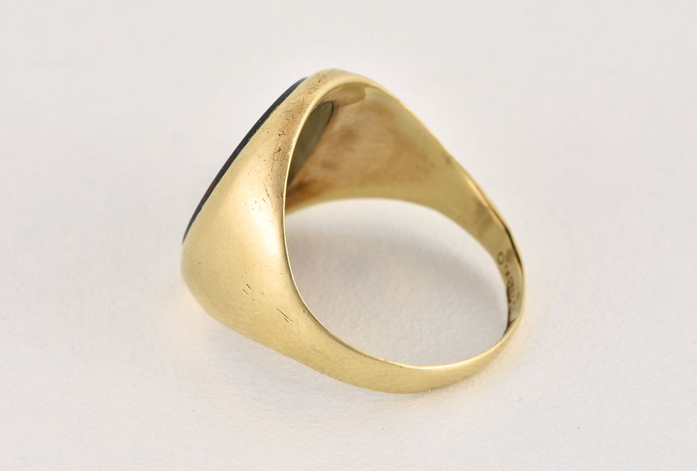 Thumbnail: Vintage 9ct Gold Bloodstone Ring, London 1964