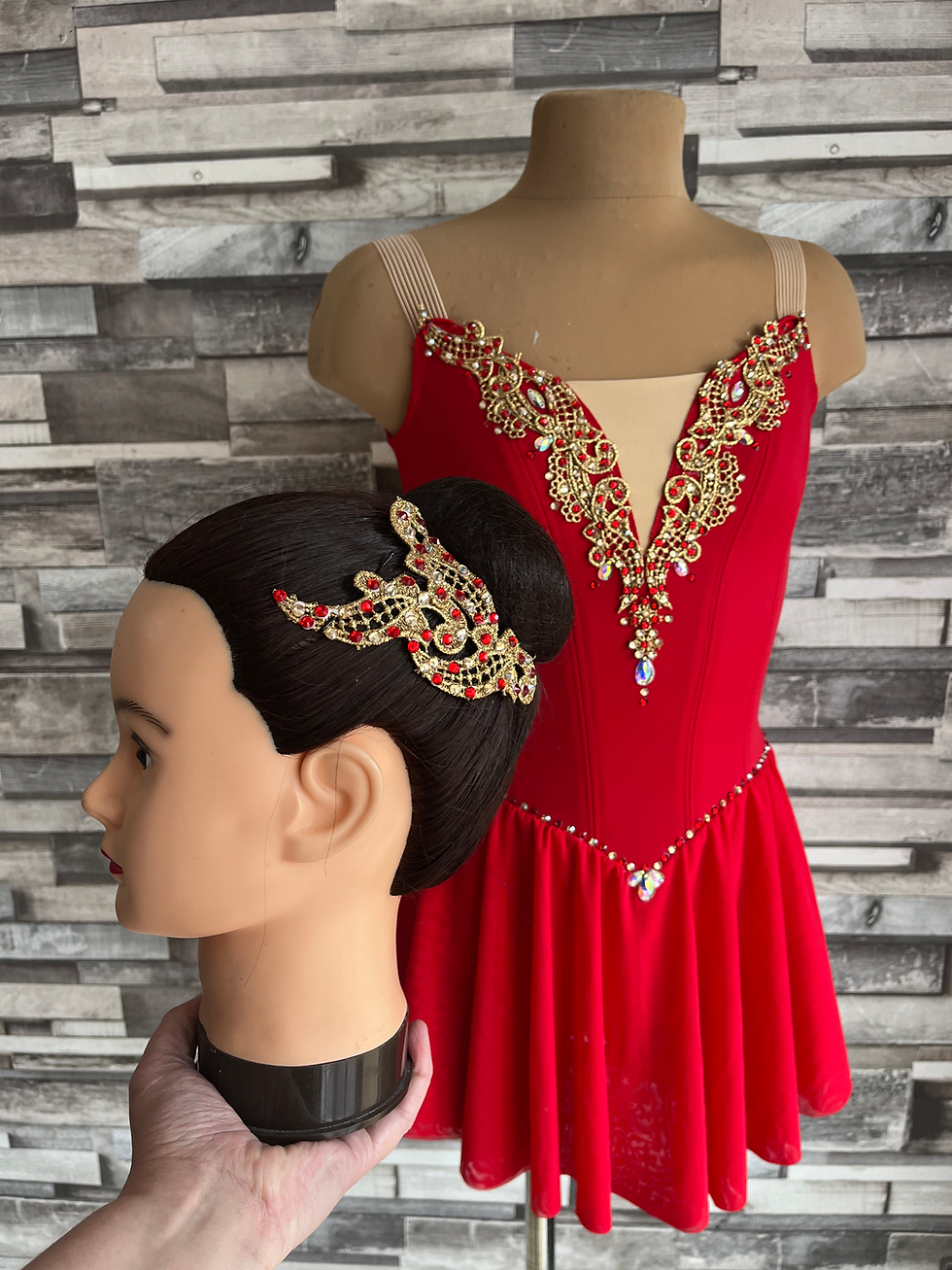 Thumbnail: Cherry Red and Gold Ballet Dress - Ladies XS -  Deposit Only
