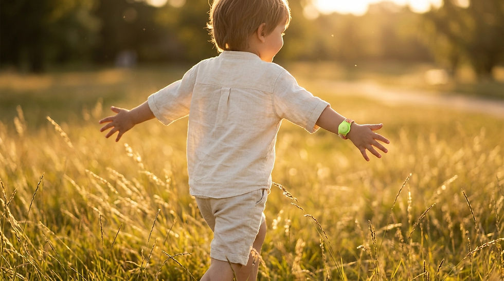 Kid running through field