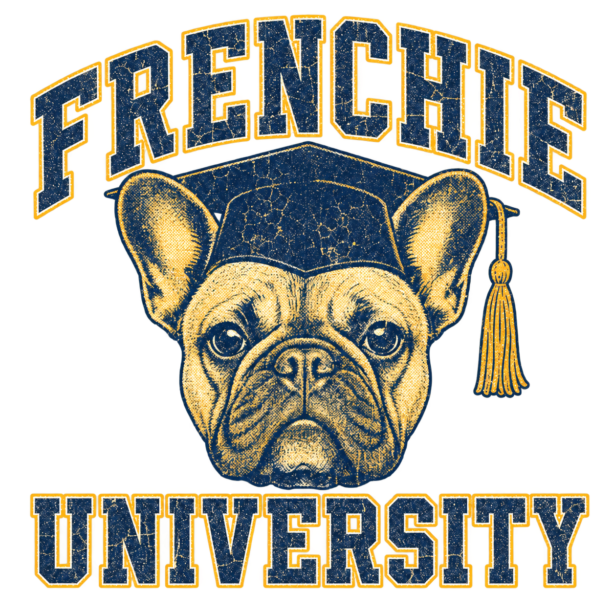 Frenchie University collegiate bulldog logo