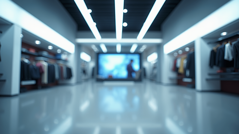 Eye-level view of a futuristic virtual store interior