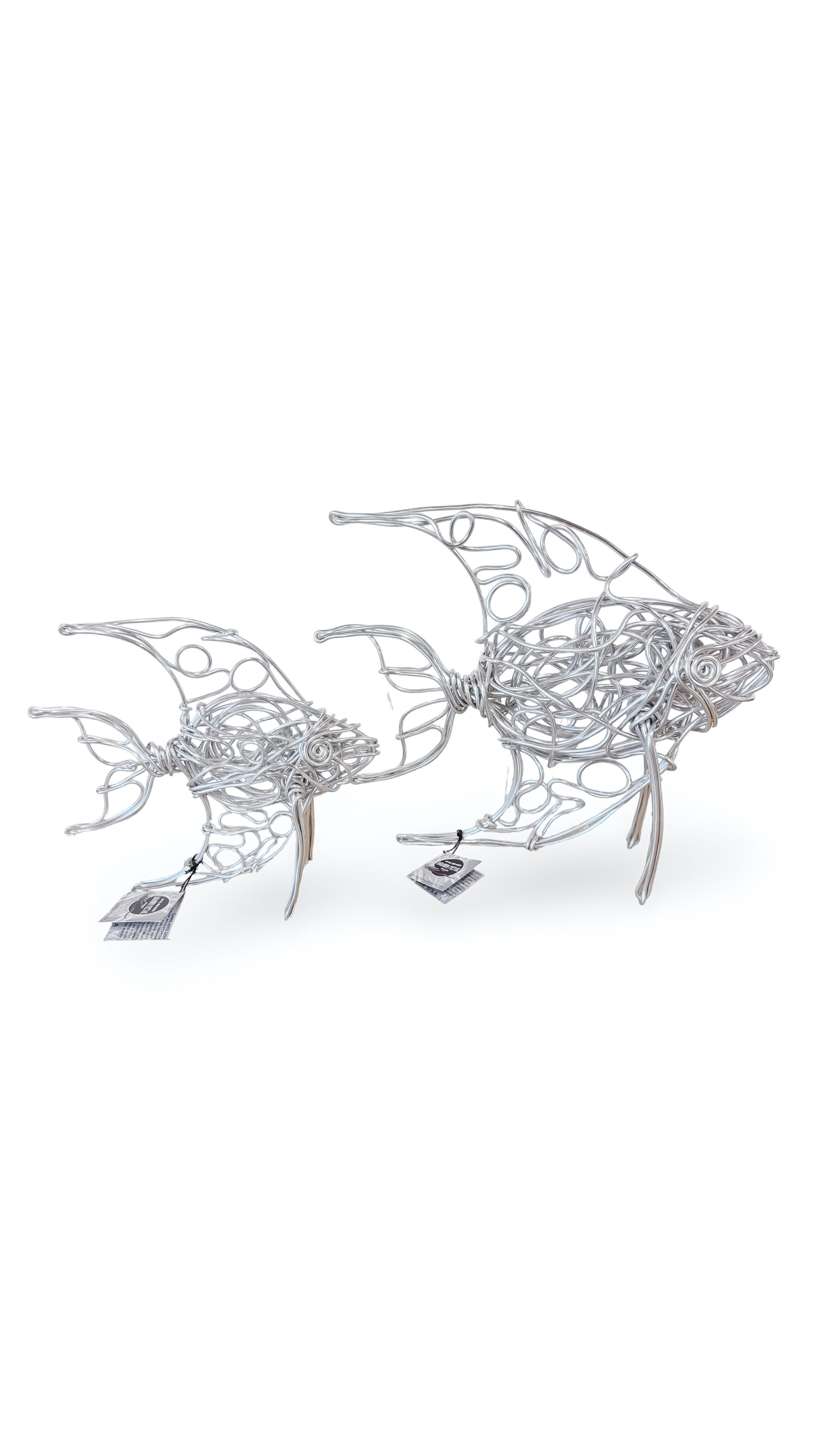 Drawn Metal Angel Fish Sculpture (Large)