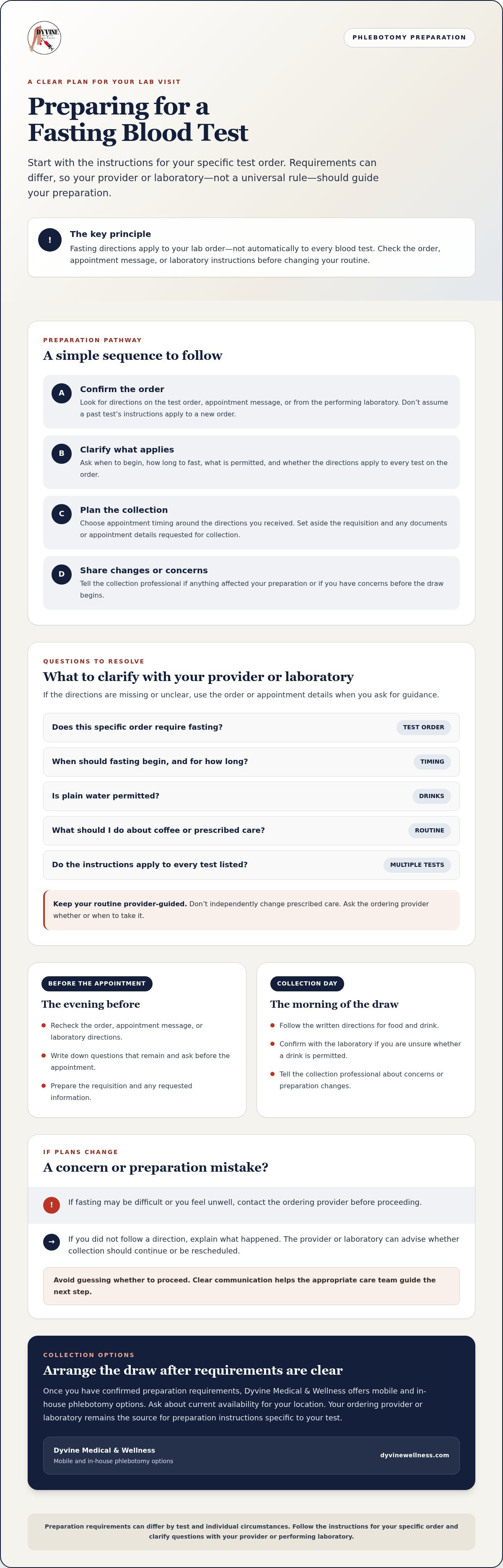Preparing for a fasting blood test