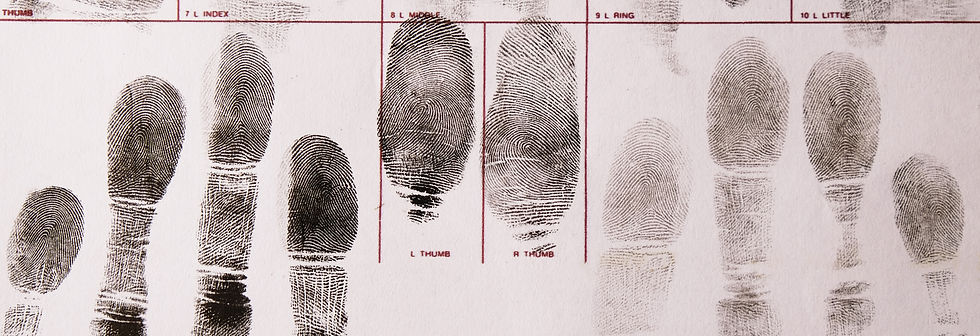 Close-up of fingerprints on a fingerprint card, forensic examination, registration of crim