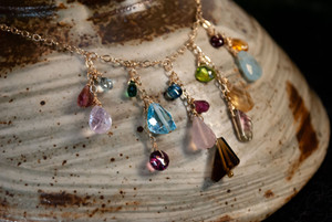 Geometric Cascade Necklace and Earrings