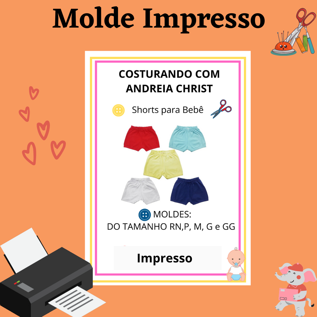 Impresso - Shorts para bebê - RN ao GG