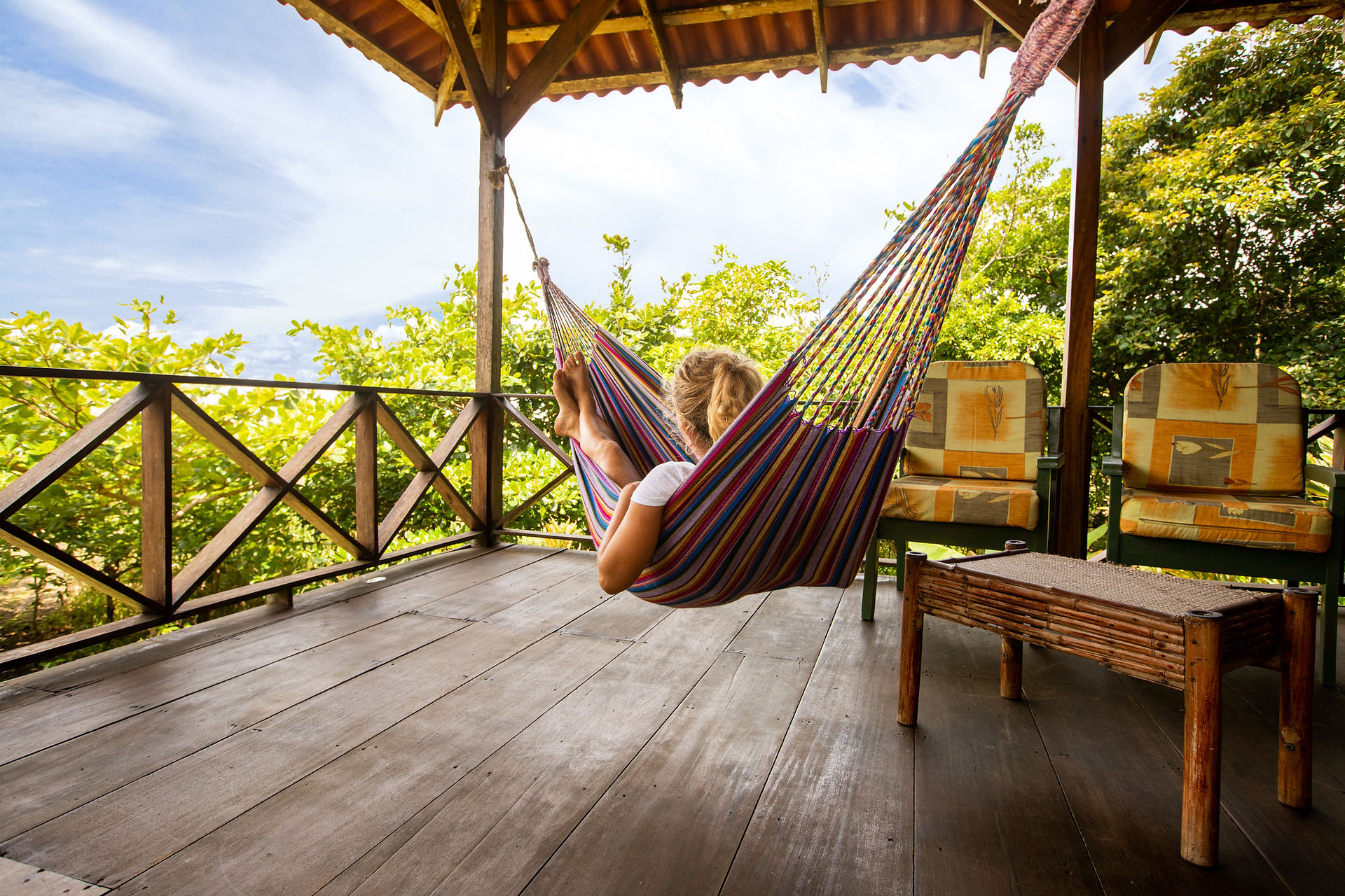 Visitors can relax and take in the surrounding wildlife from Casa Grande's balcony