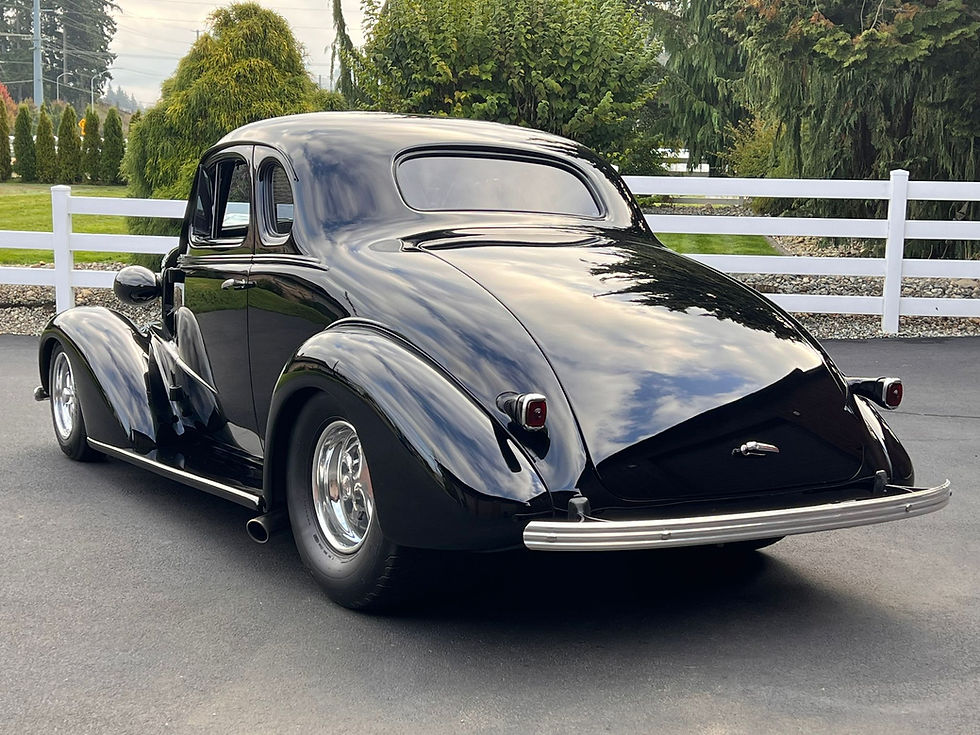 Thumbnail: Rear 3/4 view of Black 1938 Chevrolet Street Rod for sale in Washington