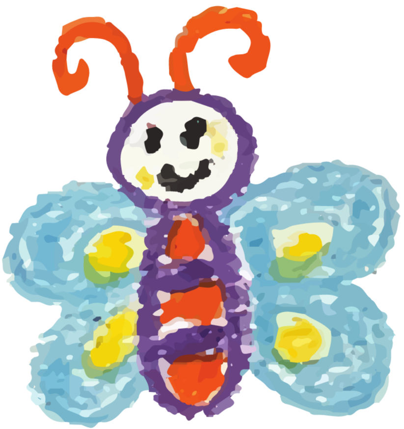 A watercolour drawing of a butterfly.