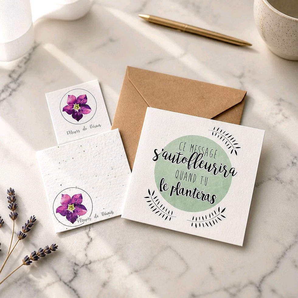 Miniature : Carte ensemencée message auto fleurissante, ouverte