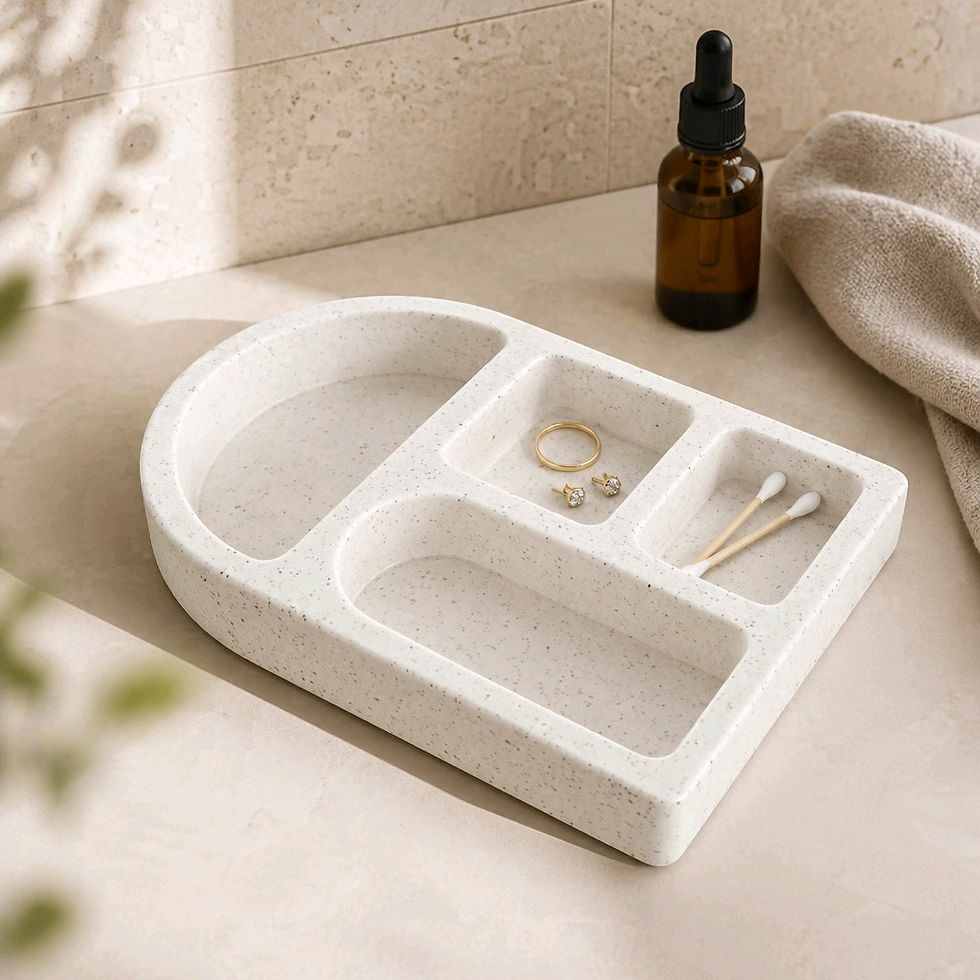 Plateau Arche 4 niches à bijoux | Jesmonite | Moucheté au marc à café