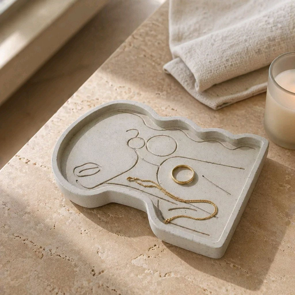 Plateau | Jesmonite | Feminity beige de profil