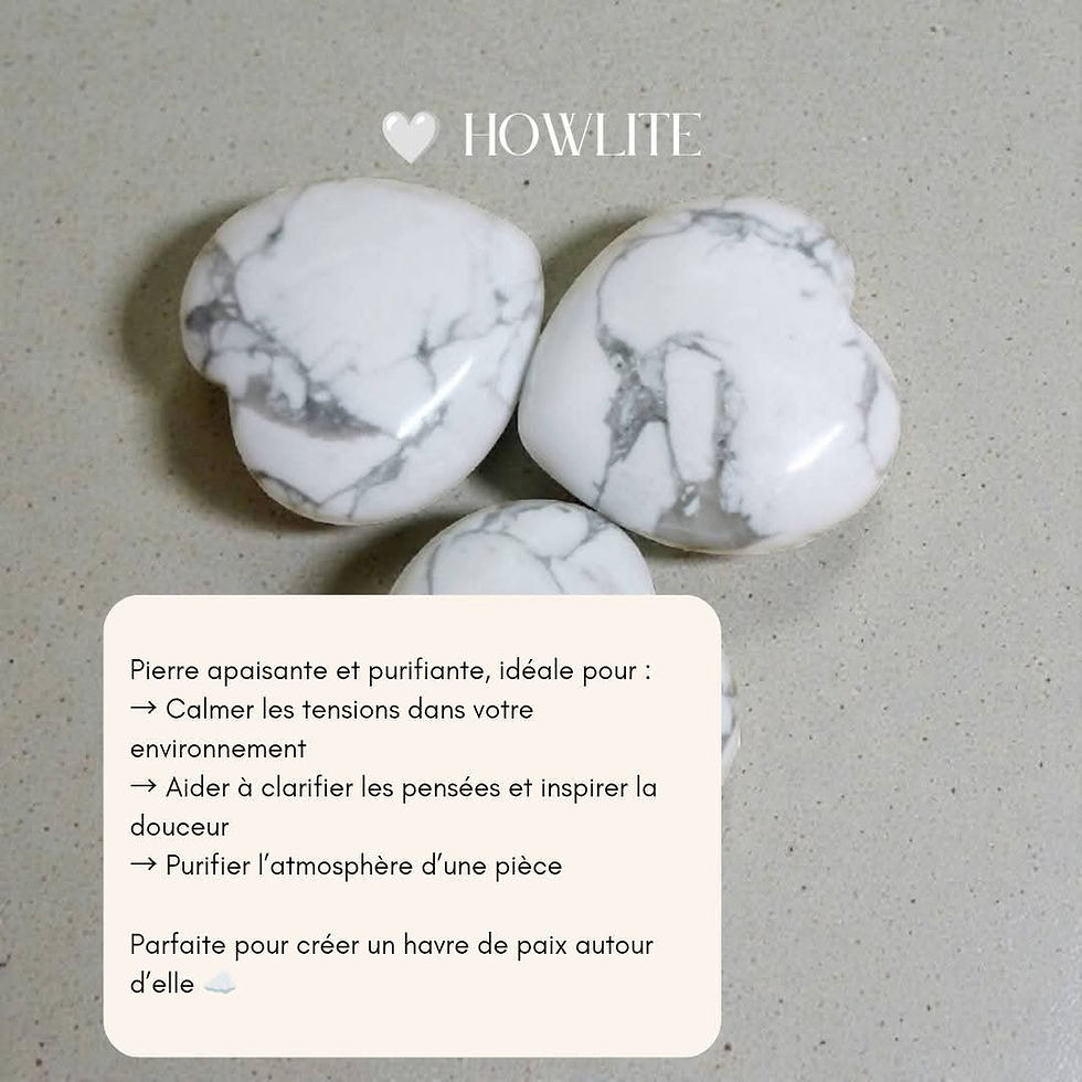 Miniature : Galet cœur de Howlite vertus