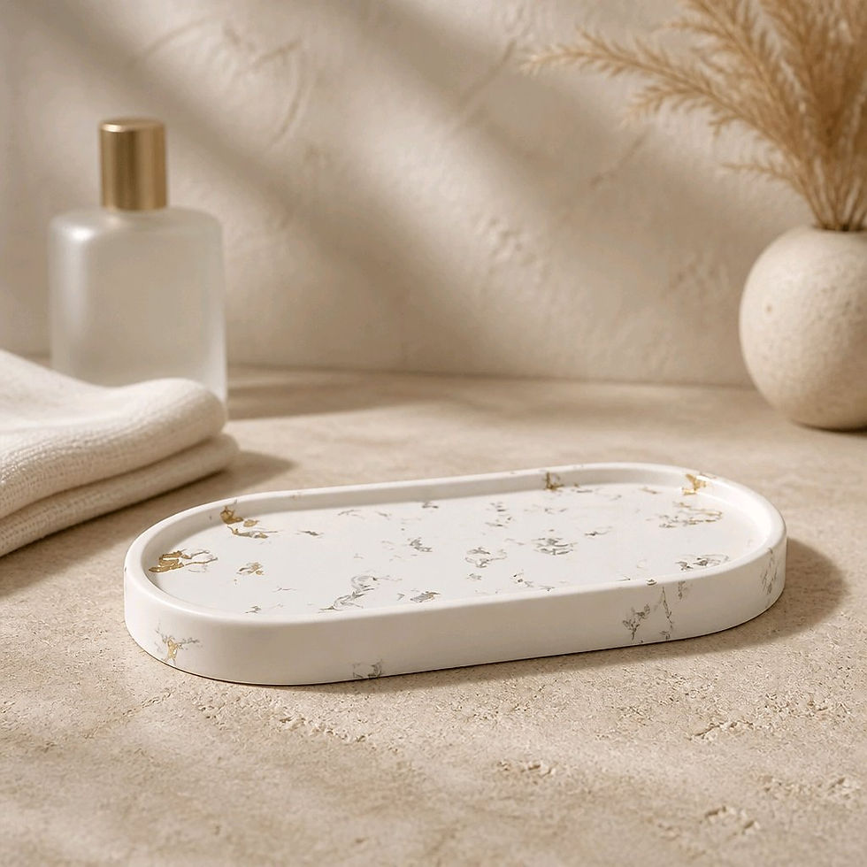 Plateau blanc | Jesmonite | Feuille d'or