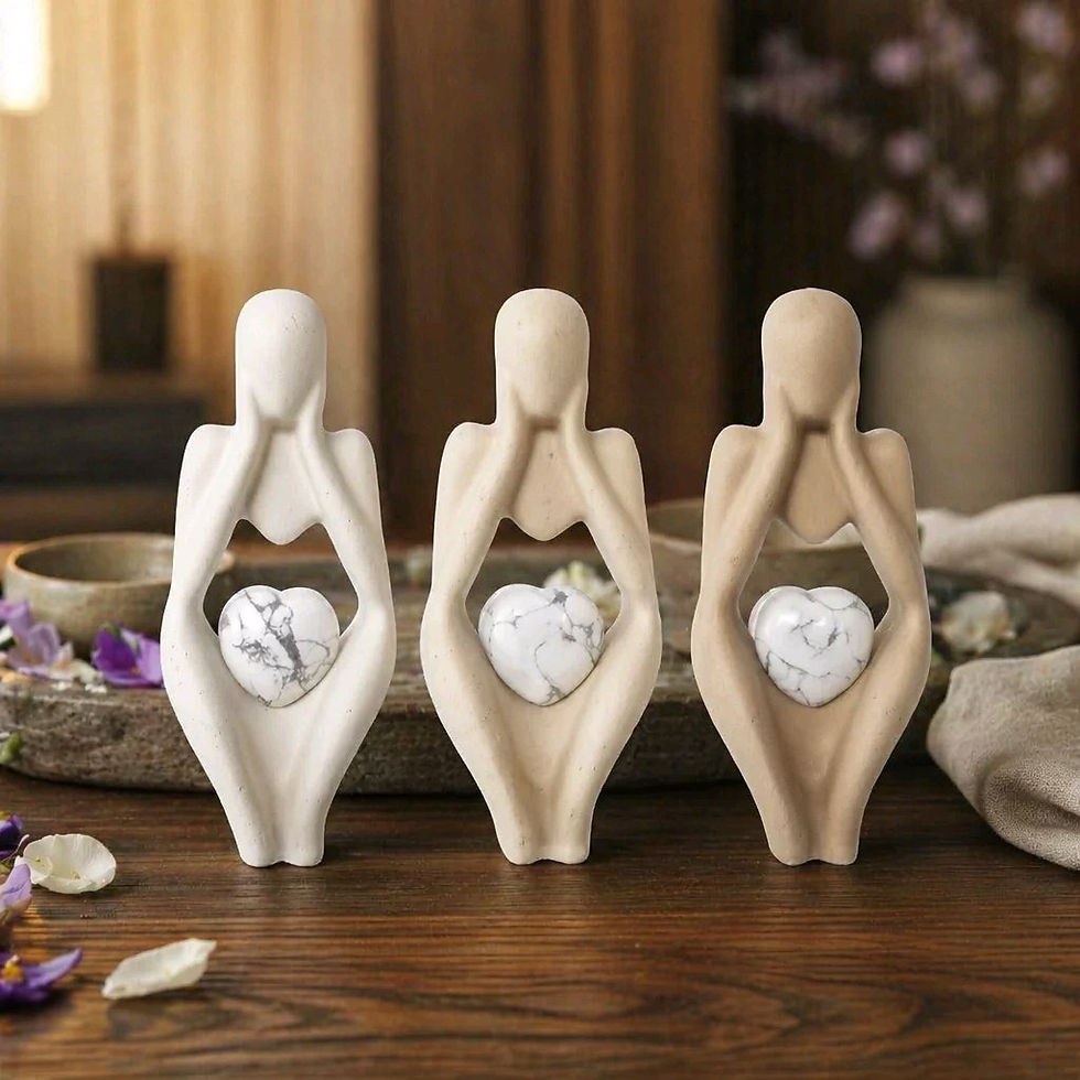 Miniature : Statuette cœur de Howlite | Femme en Jesmonite et marc à café DIVERSITE
