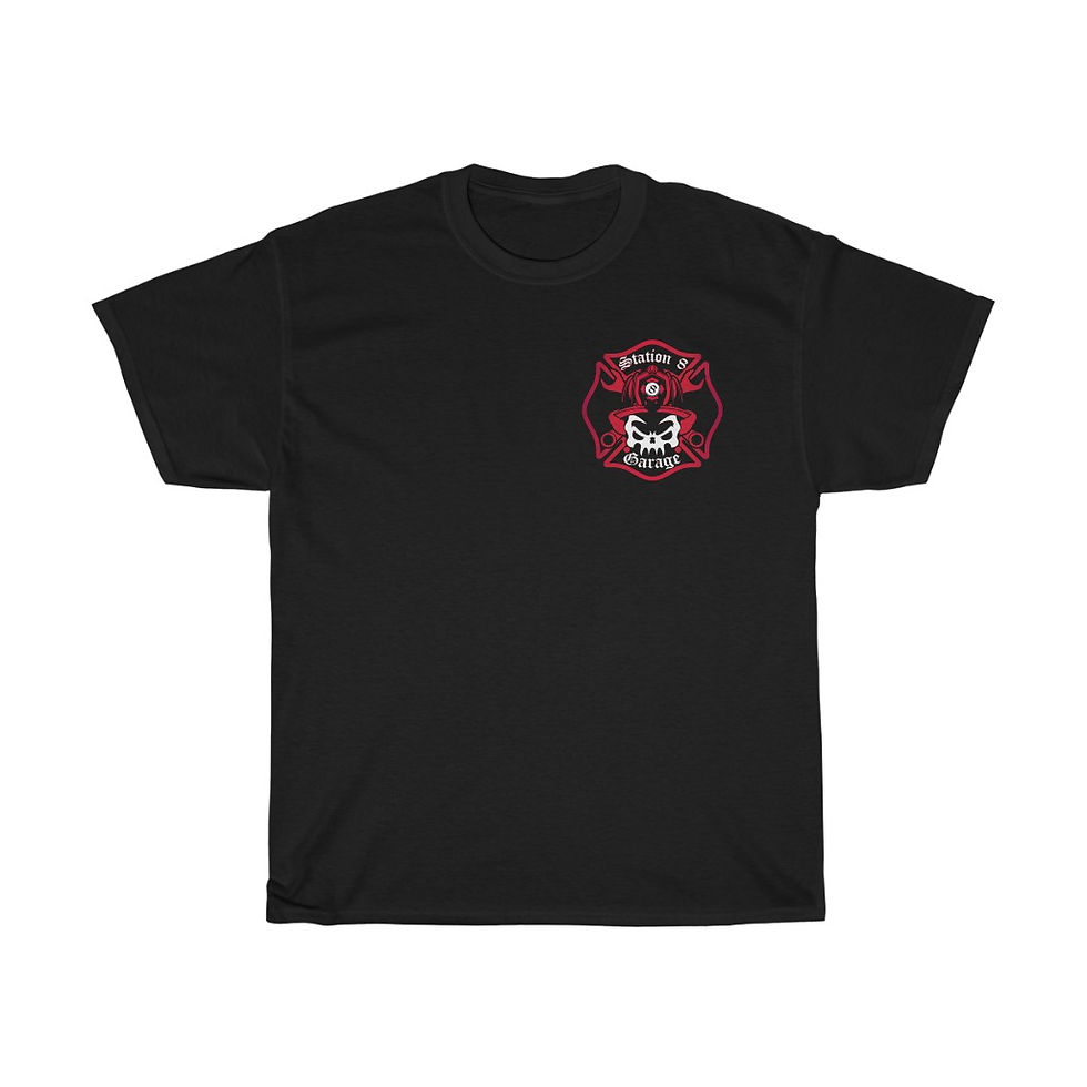 Thumbnail: Firefighter Stripe Small Logo - Unisex Heavy Cotton Tee