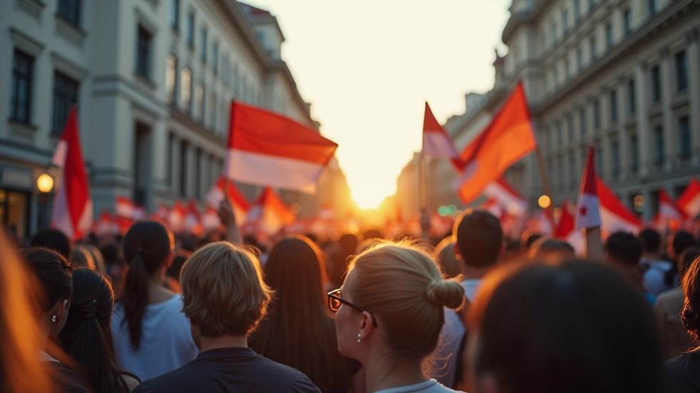 Wide angle view of a peaceful protest advocating for unity