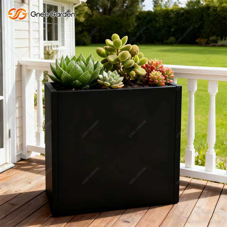 Thumbnail: Small Black Galvanized Steel Planter with Floor Stand