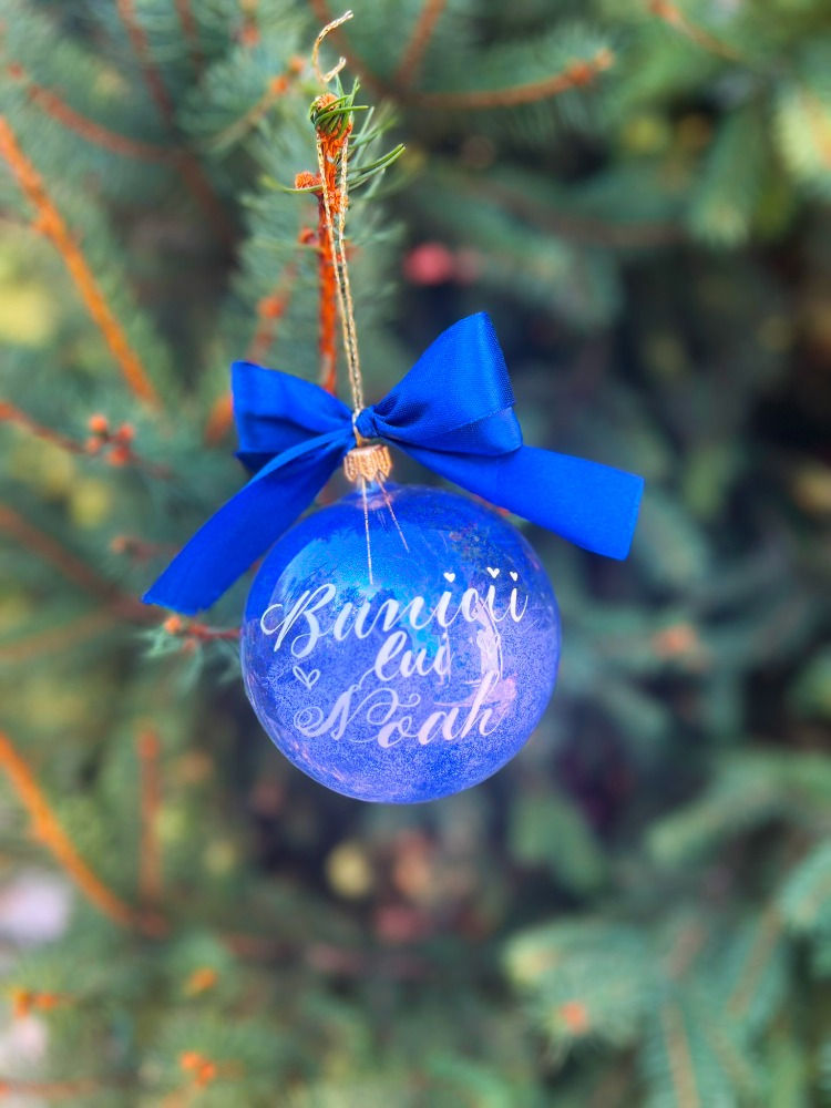 Miniatură: Glob sticla cu sclipici albastru si fulg de poveste