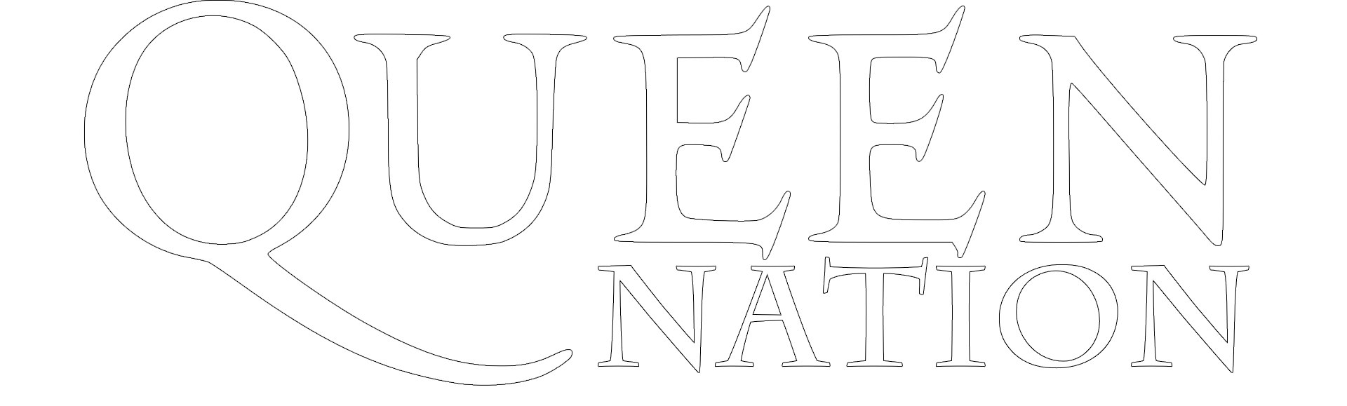 Queen Nation signature white font logo