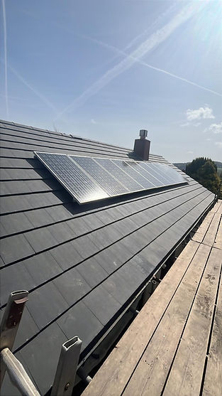 New roof installed with solar panels.
