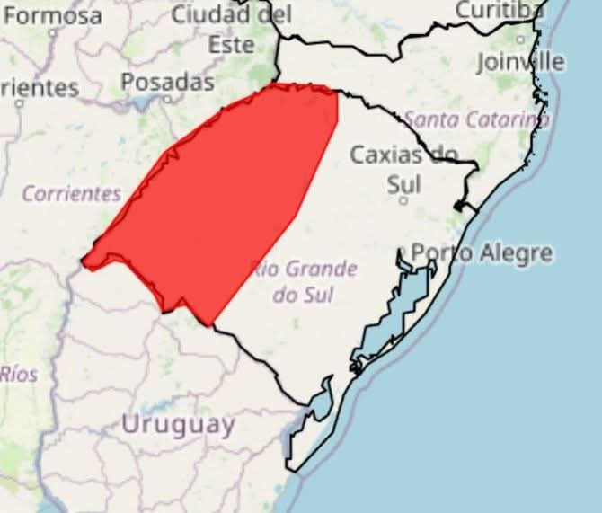 INMET emite alerta de tempestade com grande perigo incluindo o Noroeste Gaúcho