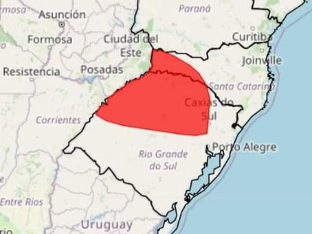 INMET reforça alerta e agora o grau é de grande perigo para o Noroeste Gaúcho
