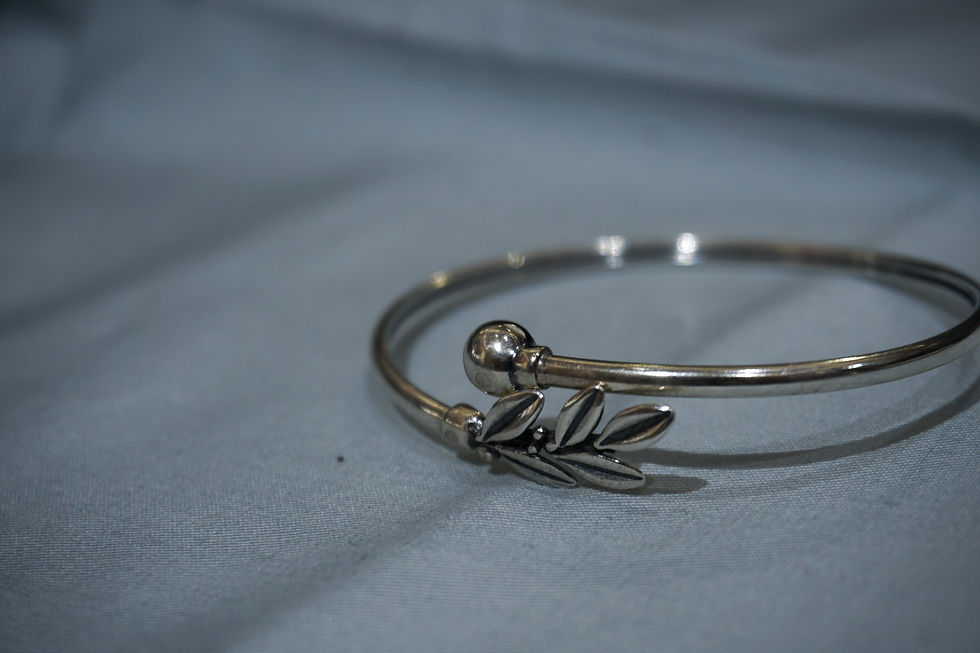 Thumbnail: Silver olive leaf bracelet.