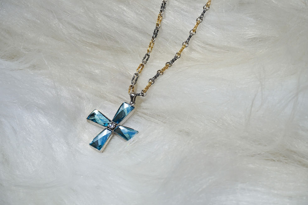 Thumbnail: Hand made sterling silver cross necklace