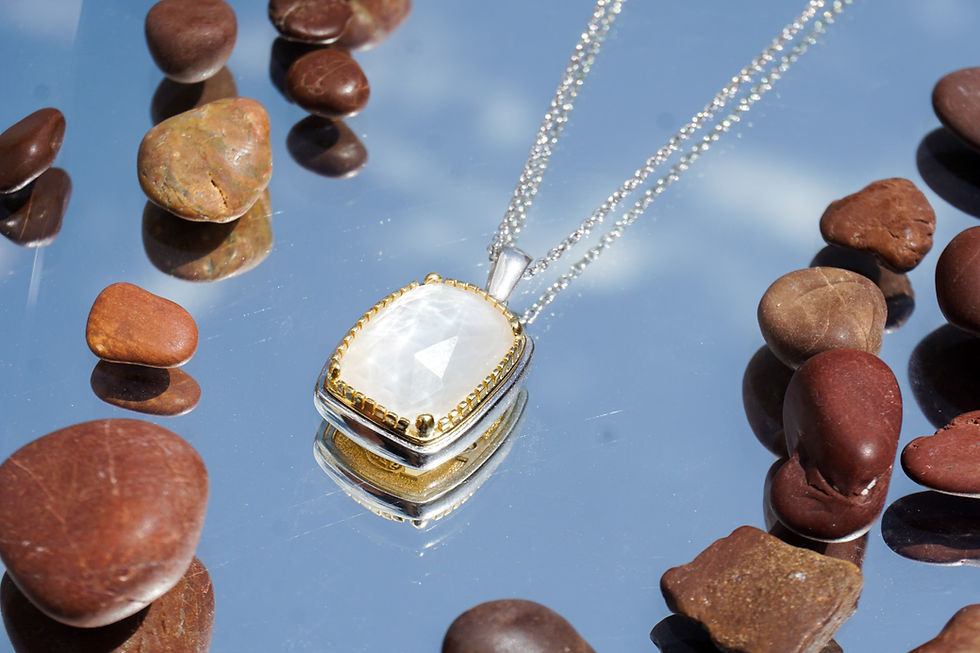 Thumbnail: Hand made sterling silver necklace with Pearl centre stone