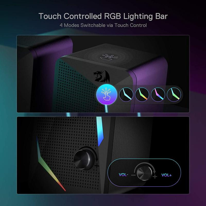 Thumbnail: Redragon GS510 Waltz RGB Desktop Speakers, 2.0 Channel PC Computer Stereo Speake