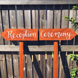 _ hand-lettered wedding directional sign