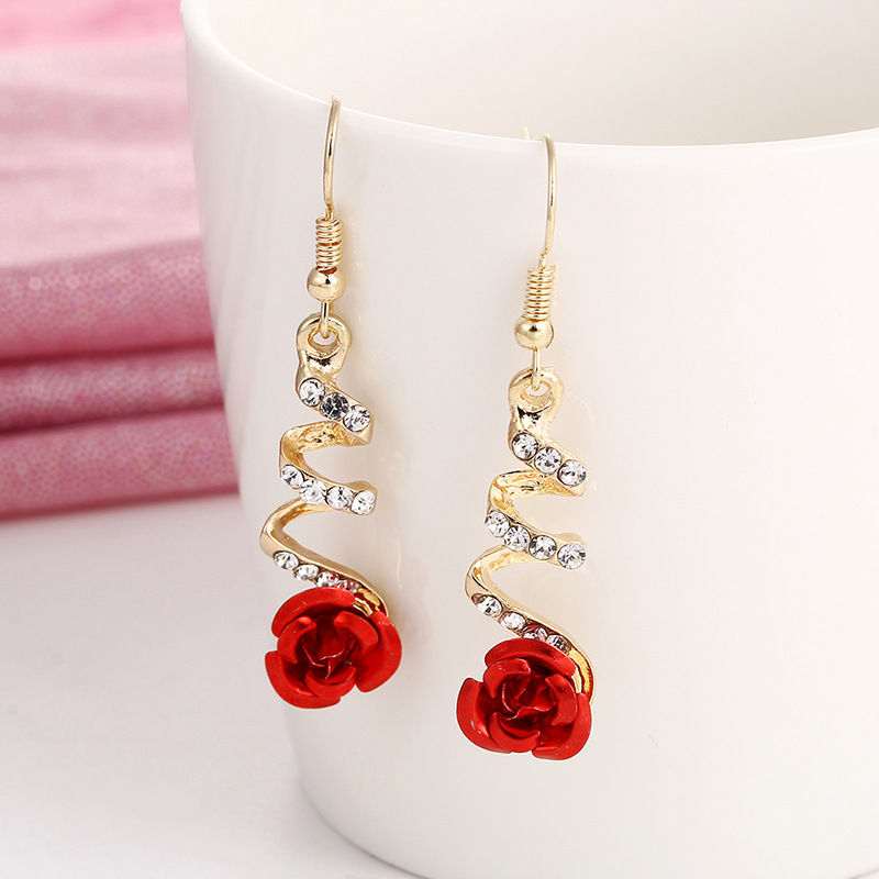 Miniature : Korean Style Creative Rose Flower Earrings (Fashionable)