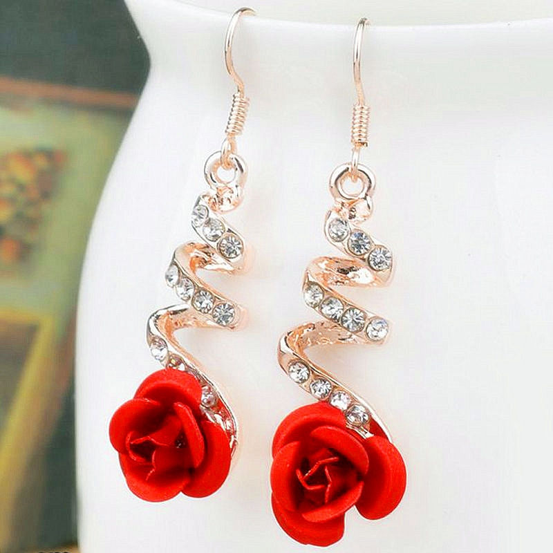 Miniature : Korean Style Creative Rose Flower Earrings (Fashionable)