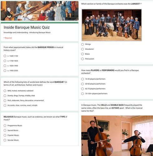 Inside Baroque Music Forms Quiz (Google Forms) | Musical Contexts