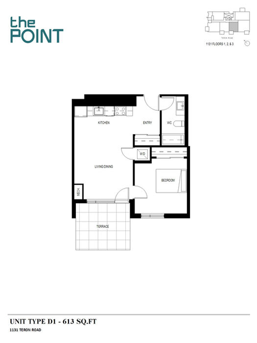 1 Bed, 1 Bath, Balcony or Terrace
613 Sq. Ft., Unit D1 - 1131