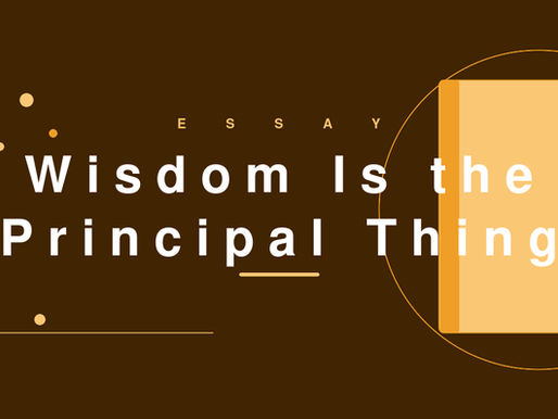 Wisdom Is The Principal Thing
