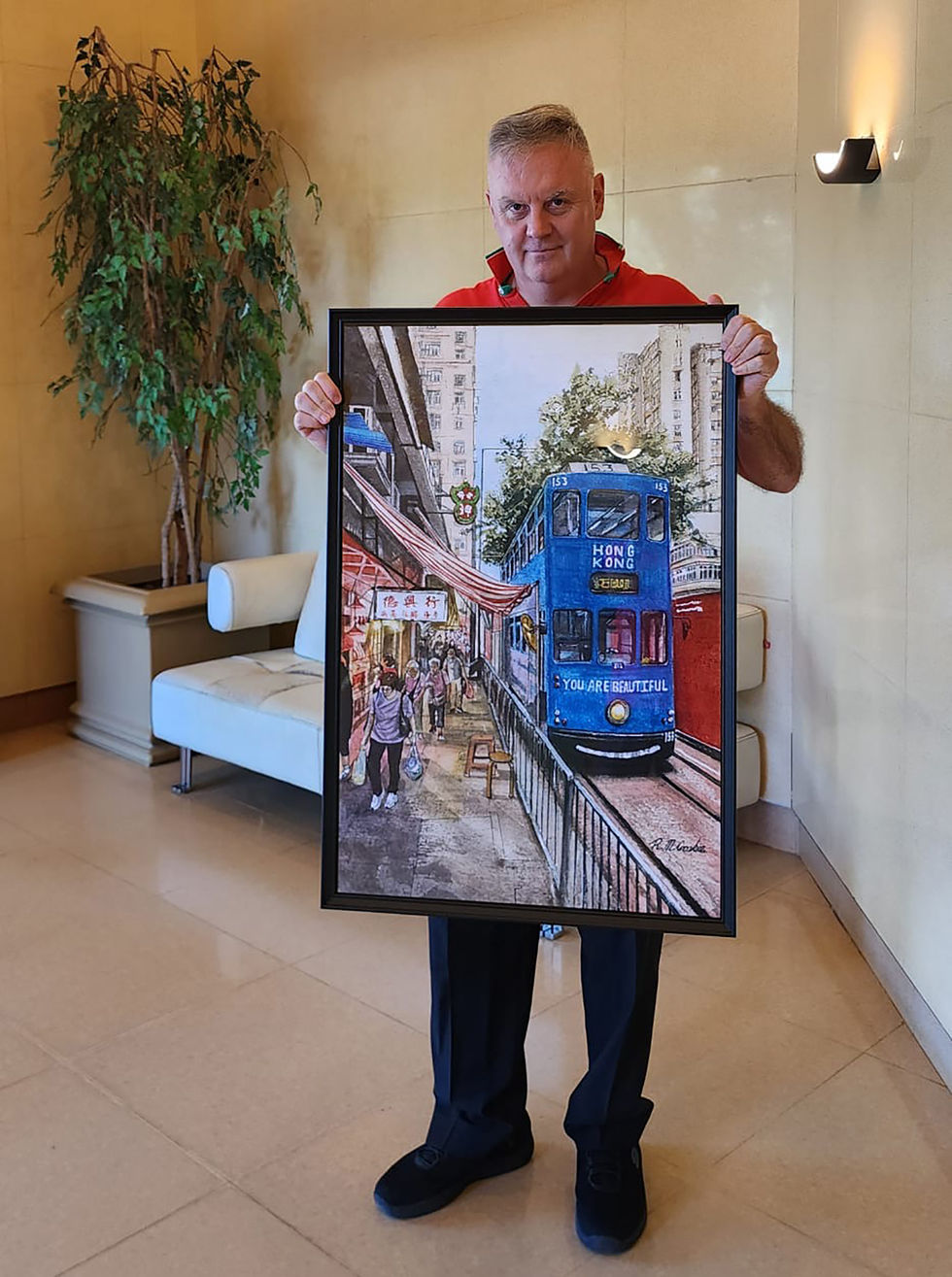 Blue Tram 60x90cm frame 3
