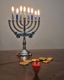 menorah and dreidel