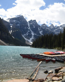 Lake Morraine and Canoes