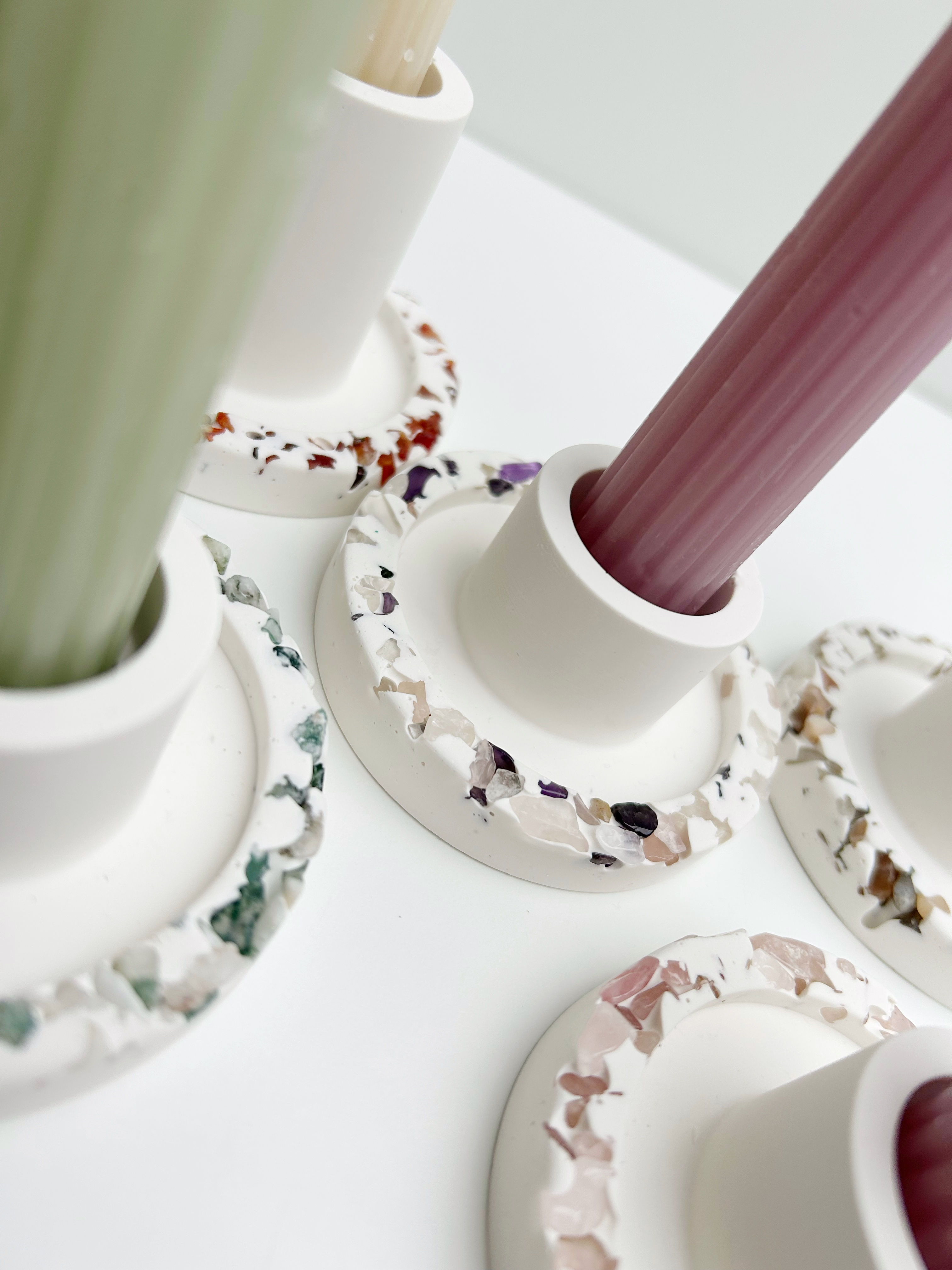 Bovenaanzicht edelsteen kaarsen houders