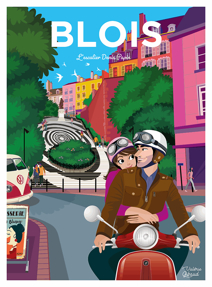 affiche vintage Blois illustratrice freelance valerie gibaud
