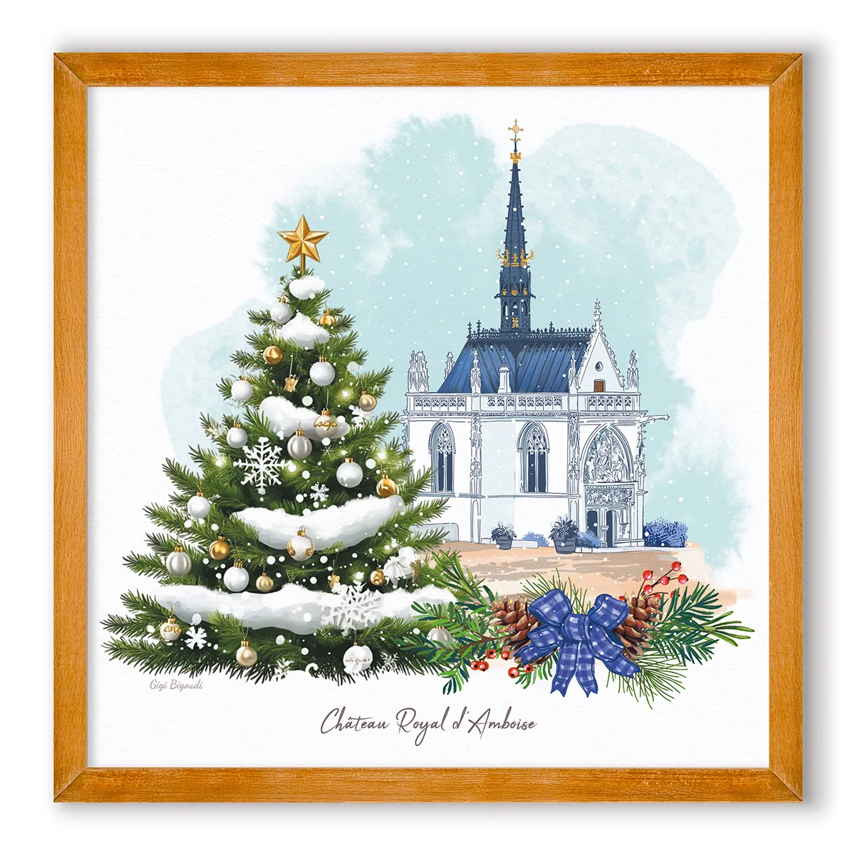 Carte d'art Gigi Bigoudi Noël au château d'Amboise