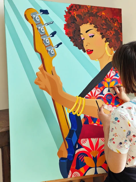 Scara Bee & peinture sur toile Angela